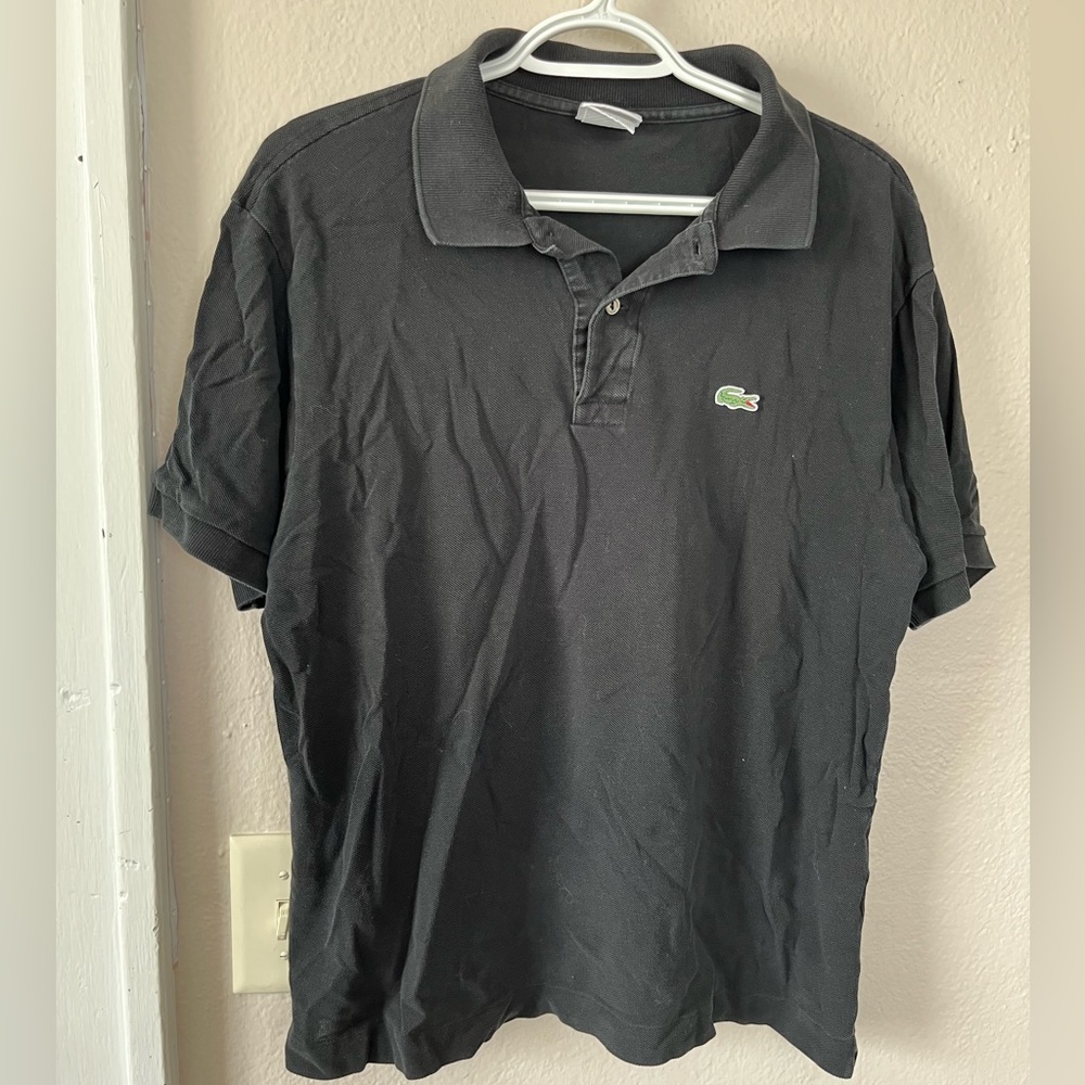 Lacoste Black Polo with Green Crocodile Logo